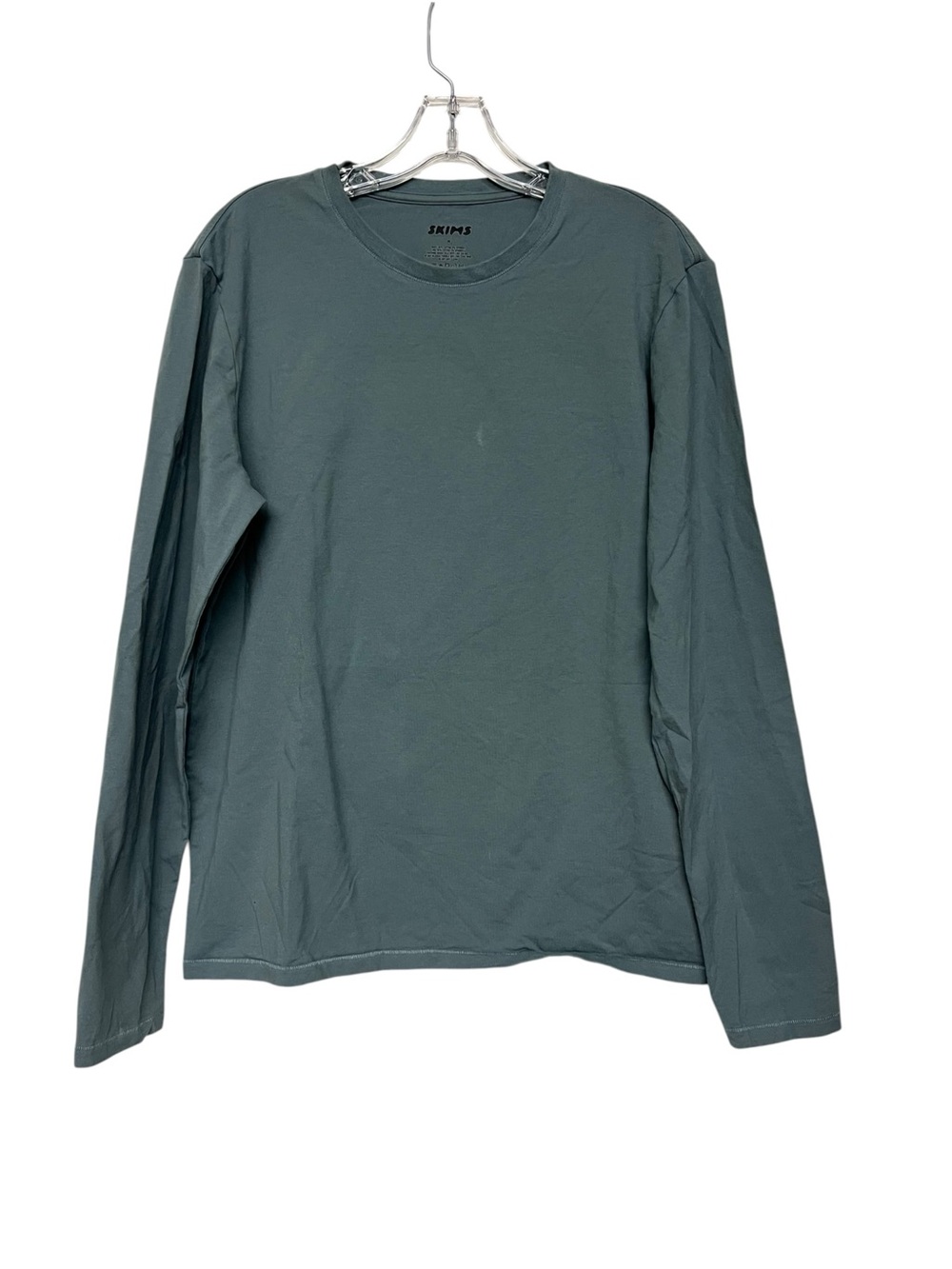 Skims Boyfriend d Long-Sleeve Crewneck Shirt Blue Green